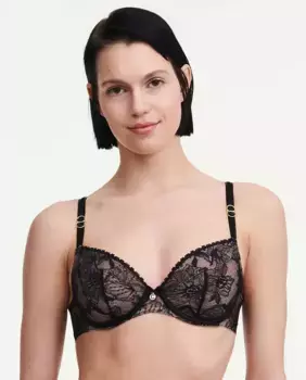 Бюстгальтер на косточках с кружевом Orchids Covered Chantelle, черный