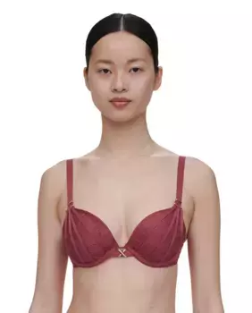 Бюстгальтер на косточках, с мягкими чашечками, кружевом и завязками, линия Xquisite CHANTELLE X, бордовый