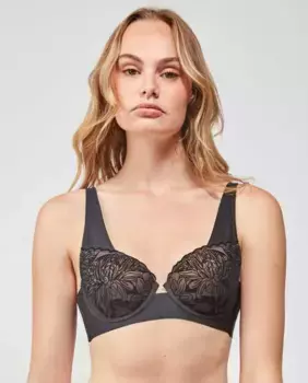 Бюстгальтер на косточках с поролоновыми вставками из кружевной ткани Gisela, черный