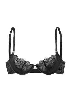 Бюстгальтер на косточках с узкими бретелями и кружевом Lascana, черный