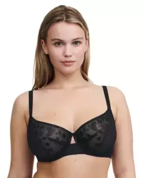 Бюстгальтер на косточках с виниловыми цветами и кружевной линией Philter Chantelle, черный