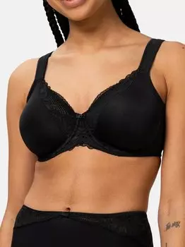 Бюстгальтер на косточках современное кружево + хлопок Triumph, черный