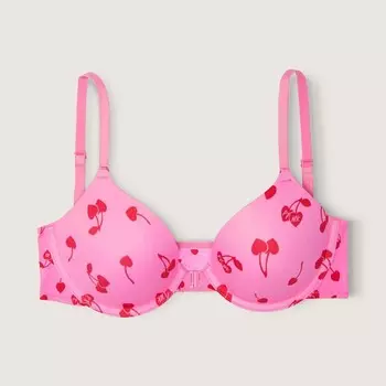 Бюстгальтер на косточках Victoria's Secret Pink Push-up, розовый/вишни