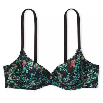 Бюстгальтер на легкой подкладке Victoria's Secret Body by Victoria Smooth Demi, черный/зеленый