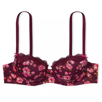 Бюстгальтер на легкой подкладке Victoria's Secret Dream Angels Demi, бордовый/розовый