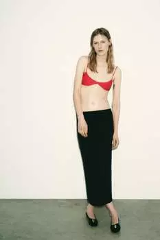 Бюстгальтер на тонких бретелях ZARA, красный