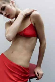 Бюстгальтер на тонких бретелях ZARA, красный
