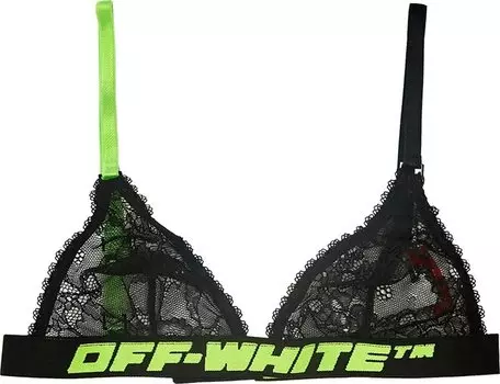 Бюстгальтер Off-White Logo Lace Bra 'Black', черный