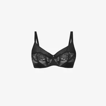 Бюстгальтер Orangerie из эластичного кружева на косточках с цветочным декором Chantelle, черный