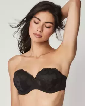 Бюстгальтер пуш-ап без бретелек с нескользящим силиконом Selmark, черный