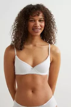Бюстгальтер пуш-ап из джерси H&M, белый