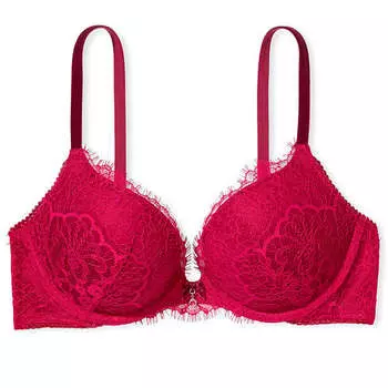 Бюстгальтер пуш-ап из кружева и бархата Victoria's Secret Dream Angels, бордово-красный