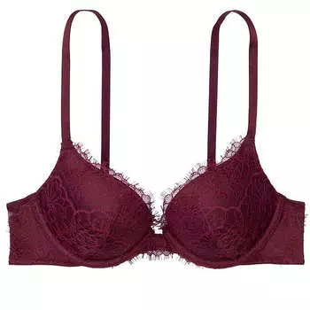 Бюстгальтер пуш-ап из кружева и бархата Victoria's Secret Dream Angels, темно-бордовый