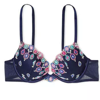 Бюстгальтер пуш-ап из кружева и бархата Victoria's Secret Dream Angels, темно-синий