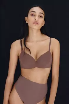 Бюстгальтер пуш-ап из микрофибры H&M, коричневый