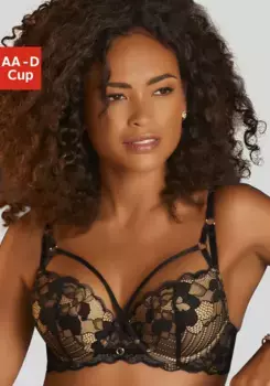 Бюстгальтер пуш-ап JETTE с кружевом в виде татуировки, черный