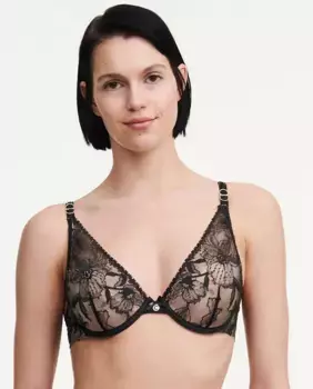 Бюстгальтер пуш-ап Orchids с цветочным кружевом Chantelle, черный