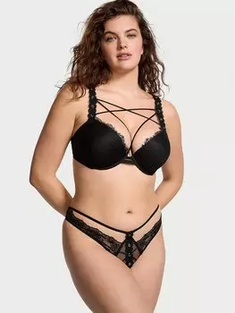 Бюстгальтер пуш-ап с кружевом и люверсами Rose Very Sexy, черный