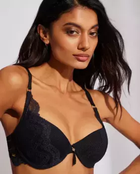 Бюстгальтер пуш-ап с кружевом Selmark, черный