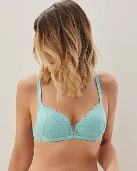 Бюстгальтер пуш-ап с кружевом Selmark, бирюзовый