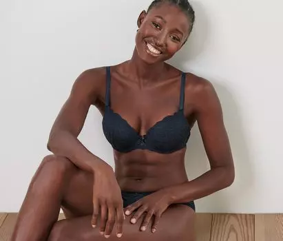 Бюстгальтер пуш-ап с кружевом Tchibo, темно-синий