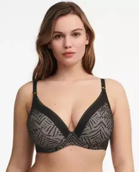 Бюстгальтер пуш-ап с мягкой подкладкой Graphic Allure, кружевом и тюлем Chantelle, черный