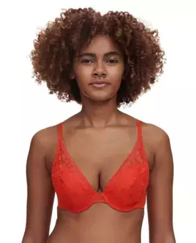 Бюстгальтер пуш-ап с виниловыми цветами и кружевом линии Philter Chantelle, оранжевый