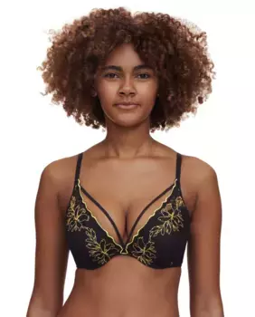 Бюстгальтер пуш-ап с вышивкой и кружевом Spice line Chantelle, желтый