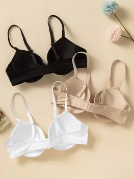 Бюстгальтер пуш-ап Underwear&Sleepwear Basics, однотонный, каркас из 3 частей Shein, мультиколор