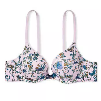 Бюстгальтер пуш-ап Victoria's Secret Body By Victoria Smooth &amp; Lace, светло-розовый/синий