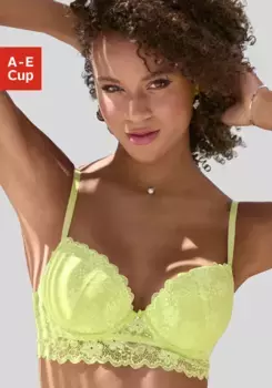 Бюстгальтер пуш-ап Vivance из жаккардового кружева легкой длинной формы, сексуальное нижнее белье, цвет Lime
