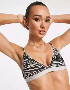Бюстгальтер с анималистическим принтом River Island бежевого цвета
