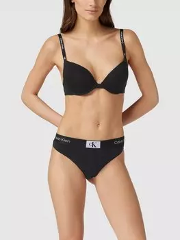 Бюстгальтер с этикеткой, модель «PUSH UP PLUNGE» Calvin Klein Underwear, черный
