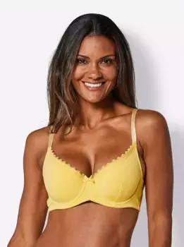 Бюстгальтер с чашечками Washpur Wschepur, цвет Hellgrau-Meliert-Wei + Gelb-Wei-Gepunktet