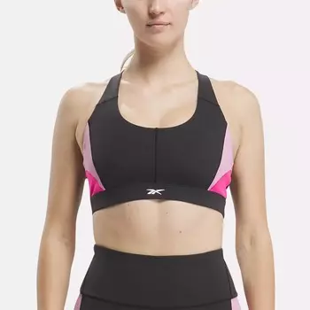 Бюстгальтер с цветными блоками Lux Racer Reebok, черный/розовый