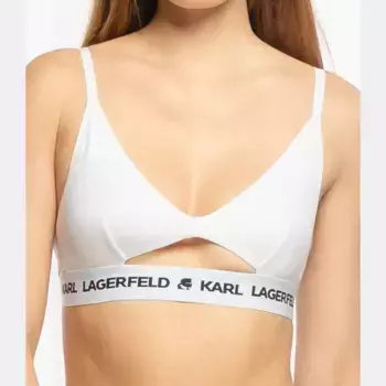 Бюстгальтер с глазком с логотипом Karl Lagerfeld, белый