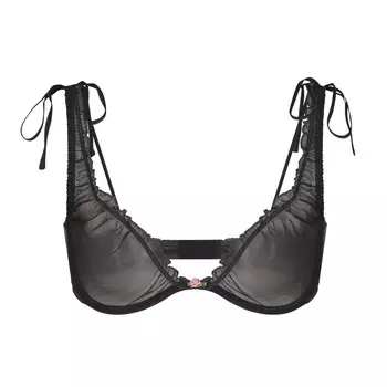 Бюстгальтер с глубоким вырезом без подкладки SKIMS Skims Romance Lace, цвет Onyx