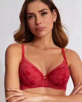 Бюстгальтер с глубоким вырезом и пеной Selmark, красный