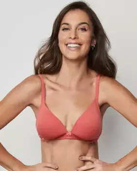 Бюстгальтер с глубоким вырезом и поролоном без косточек Selmark, коралловый