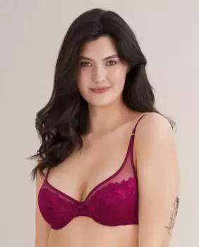Бюстгальтер с глубоким вырезом на косточках и цветочным кружевом Conturelle, фуксия