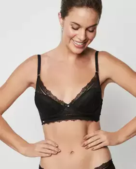 Бюстгальтер с глубоким вырезом, поролоном и косточками Selmark, черный