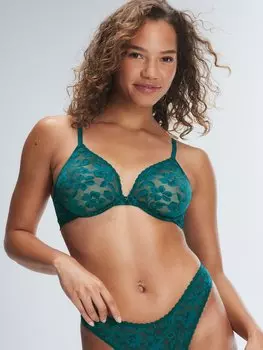 Бюстгальтер с глубоким вырезом Savage X Fenty Lavish Lace Unlined, цвет Green Demeanor