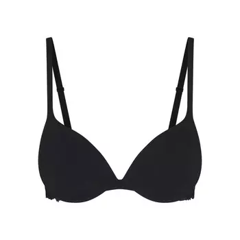 Бюстгальтер с глубоким вырезом SKIMS Cotton Lace, цвет Onyx