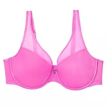 Бюстгальтер с глубоким вырезом Victoria's Secret Curvy Couture Sheer Mesh T-Shirt, ярко-розовый