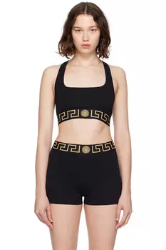 Бюстгальтер с кружевной каймой Greca Versace, черный