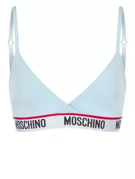 Бюстгальтер с логотипом и поясом Moschino, синий