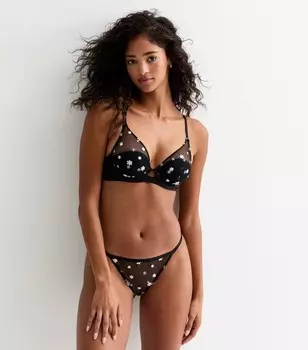 Бюстгальтер с мягкими чашечками и вышивкой Ditsy Daisy New Look, черный