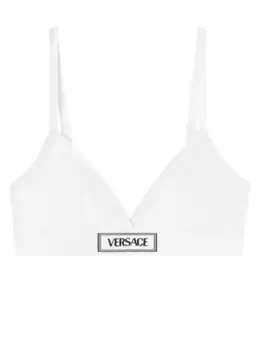 Бюстгальтер с нашивкой-логотипом VERSACE, белый