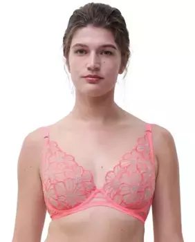 Бюстгальтер с подкладкой, эффектом пуш-ап и вышивкой «макси-ромашка», линия Lush Chantelle, розовый