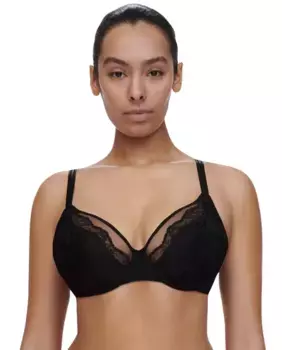 Бюстгальтер с подкладкой, цветочным кружевом и тюлем Crush line Chantelle, черный